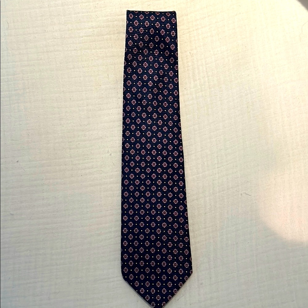 Brooks Brothers Dark Blue Tie with Red Pattern